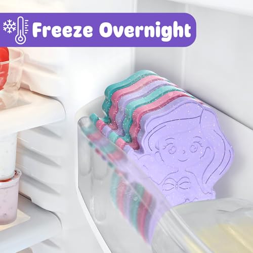 HiYZ Mermaid Lunch Box with Ice Packs - Reusable & Quick Freeze Coolers for Kids