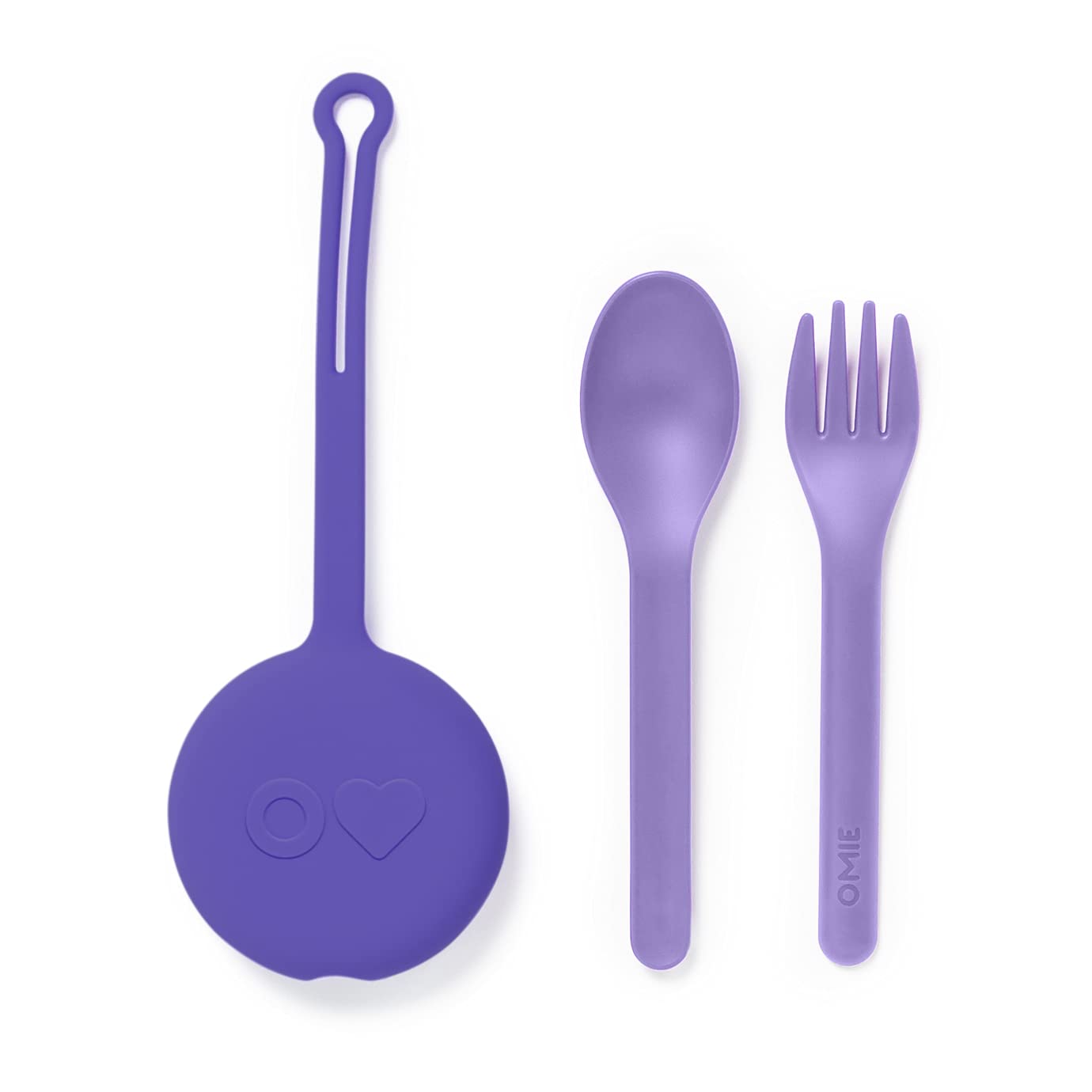 Omie Lilac Reusable Kids' Fork and Spoon Set with Case