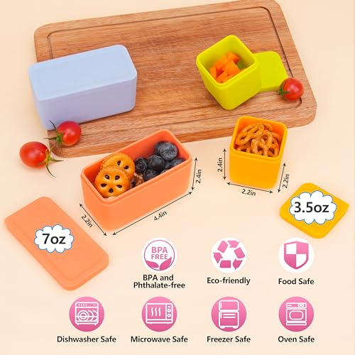 Silicone Dips Containers, 4 Pack for Kids' Lunch Bento Boxes