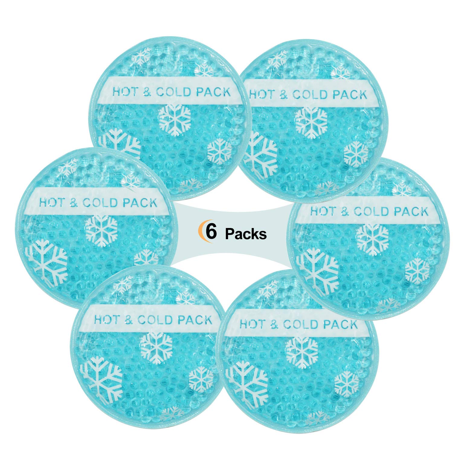 OLESILK 6-Pack Reusable Gel Beads Ice Packs for Kids' Pain Relief