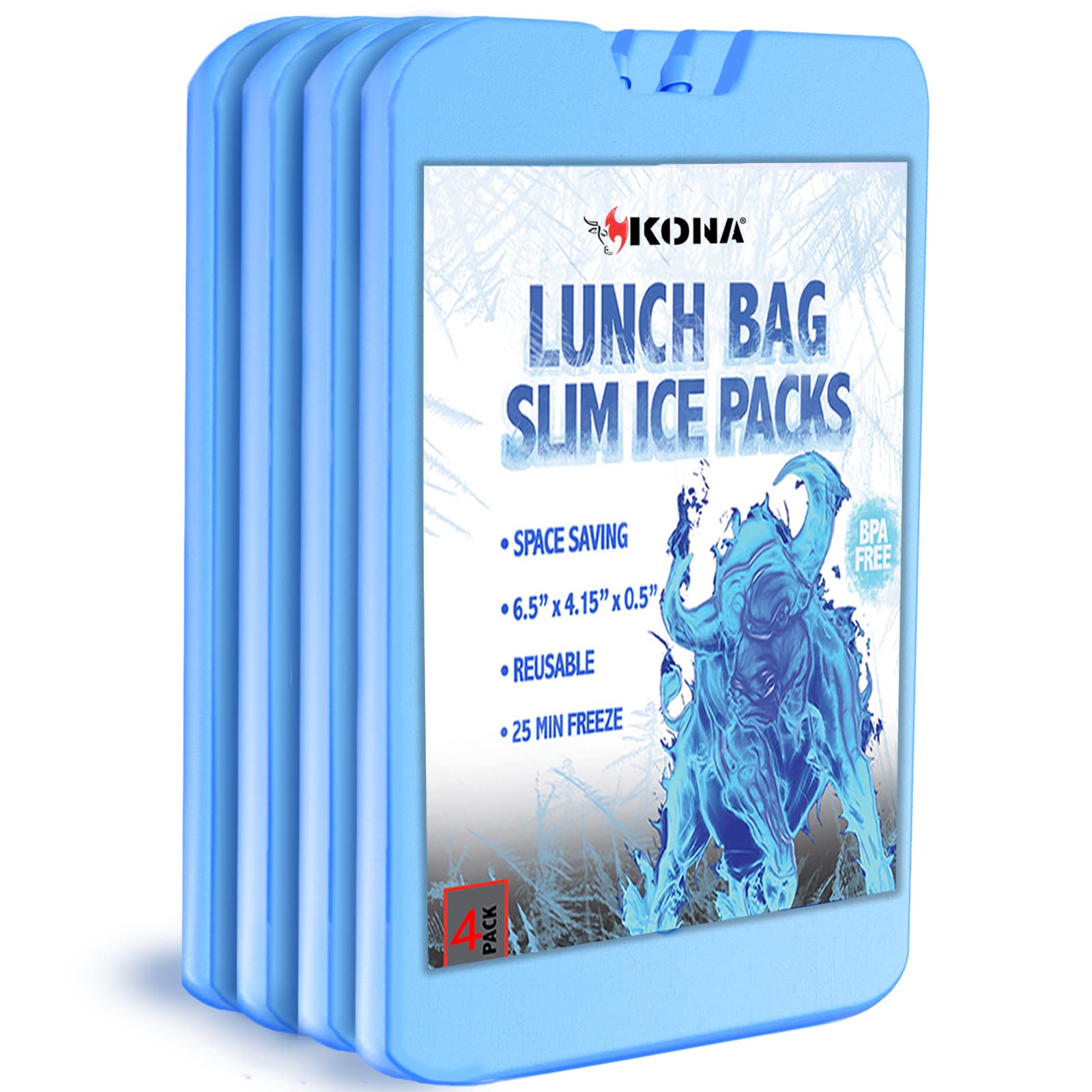 Kona Ice Reusable Freezer Packs for Lunch Boxes (-5C) - Set of 4