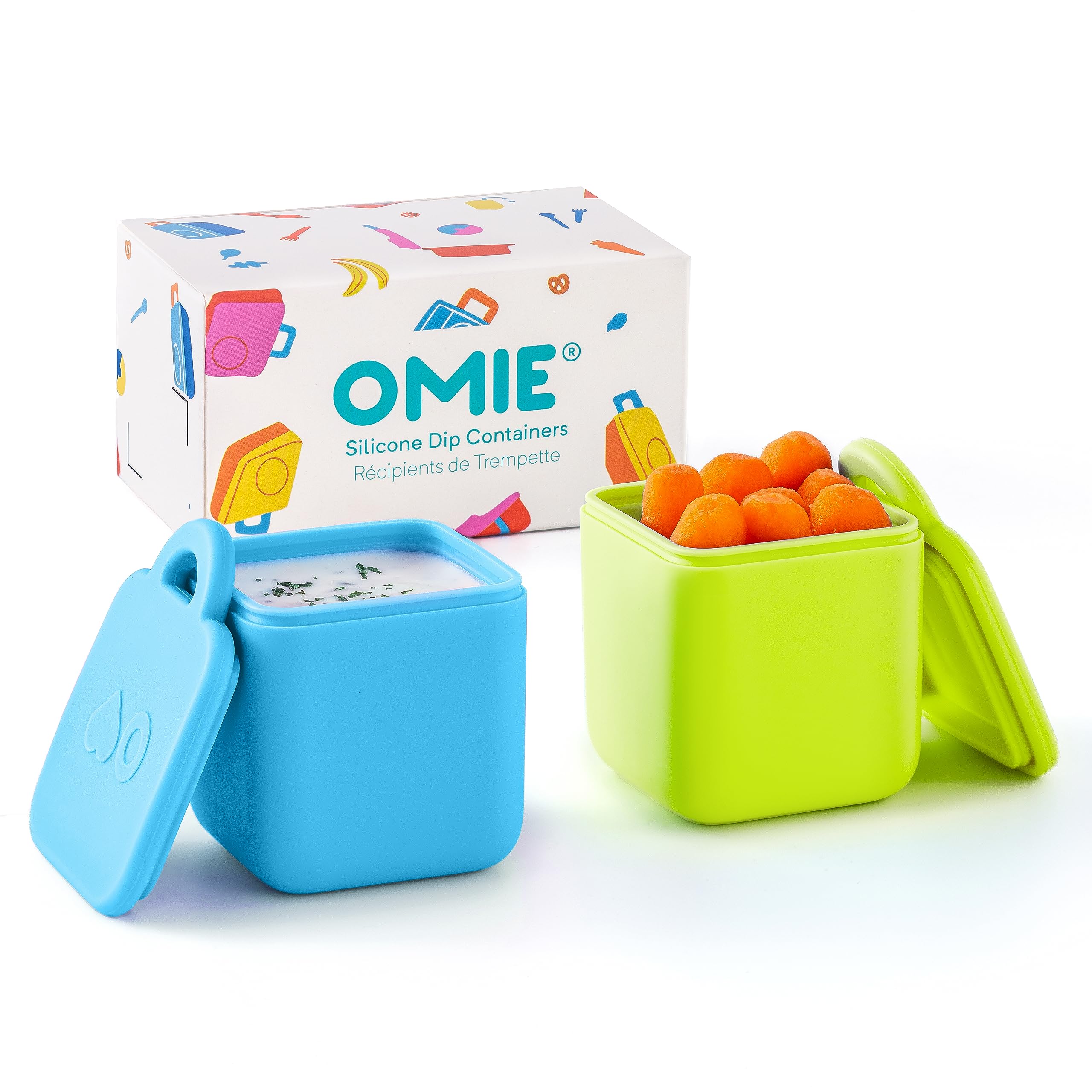 OmieBox Leakproof Salad Dressing Containers (2-Pack, 4 oz, Blue/Lime)